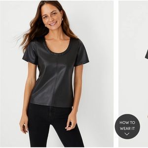 NWT Ann Taylor Faux Leather Tee - SP